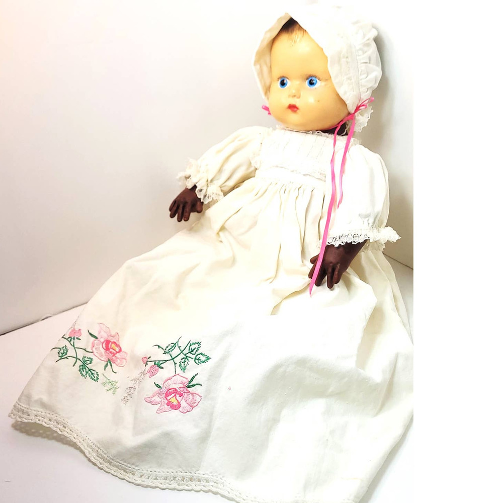 16" 40s-50s Composite (Head) Baby Doll w/Embroidered Pillowcase Dress & …